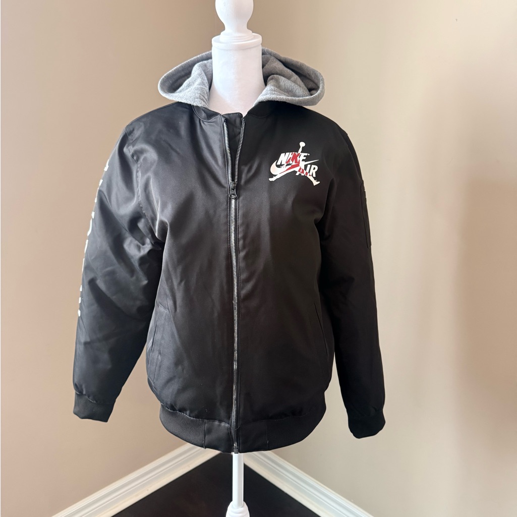 Jordan Nike Black And Gray Kids Puffer Jacket